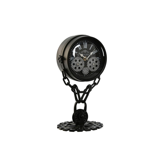 Table clock Home ESPRIT Black Silver Metal Crystal 18 x 17 x 33 cm