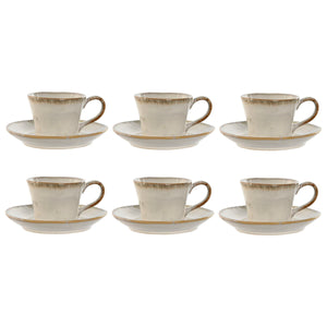 Set of 6 Cups with Plate Home ESPRIT White Stoneware 90 ml