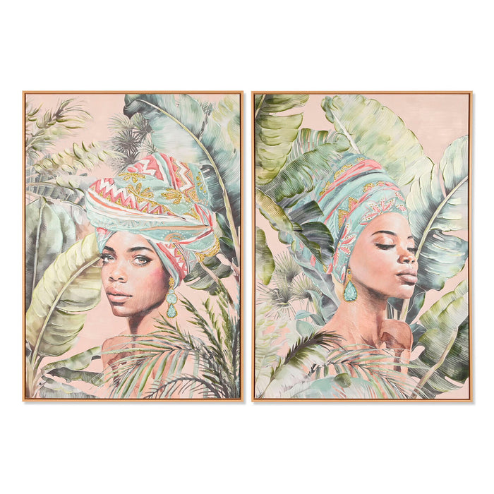 Painting Home ESPRIT Colonial African Woman 70 x 3,5 x 100 cm (2 Units)