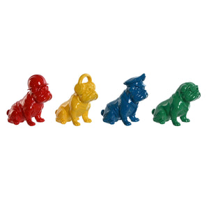 Decorative Figure Home ESPRIT Yellow Blue Red Green Lacquered 19,5 x 11 x 20,5 cm (4 Units)
