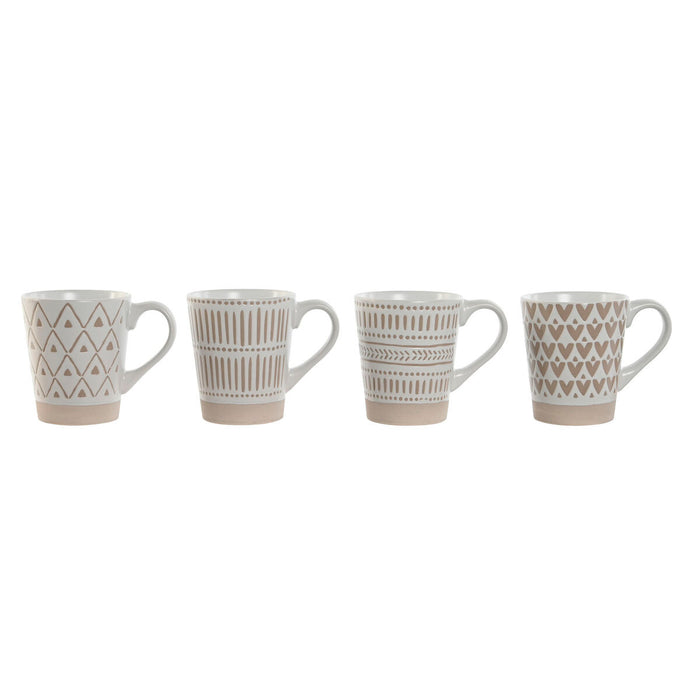 4 Piece Mug Set Home ESPRIT White Beige Stoneware 360 ml 9 x 7 x 10,6 cm