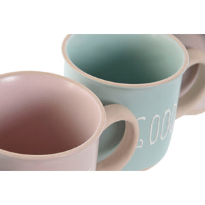 4 Piece Mug Set Home ESPRIT Blue Pink Stoneware 355 ml 9,7 x 7 x 9,2 cm