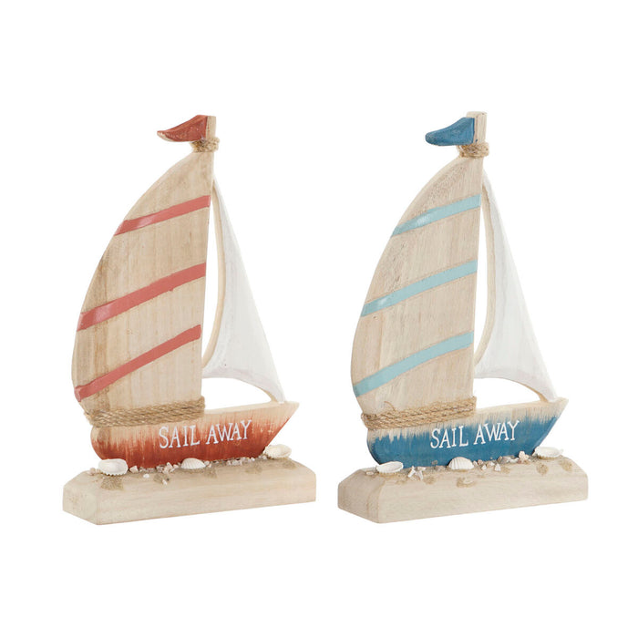 Decorative Figure Home ESPRIT Blue Red Natural Candle maker 15 x 4,5 x 23,5 cm (2 Units)