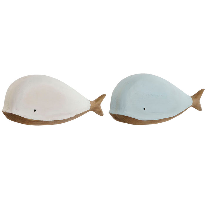 Decorative Figure Home ESPRIT White Sky blue Whale 23 x 7,5 x 10 cm (2 Units)