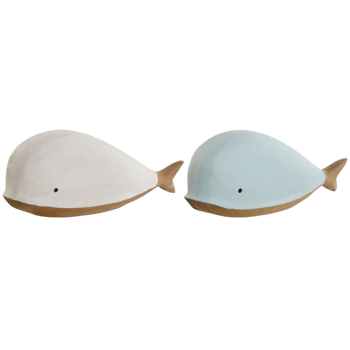 Decorative Figure Home ESPRIT White Sky blue Whale 32 x 9 x 13 cm (2 Units)