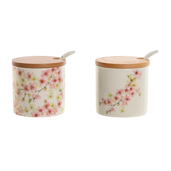 Sugar Bowl Home ESPRIT White Pink Lilac Bamboo Dolomite 7,5 x 7,5 x 7,5 cm (2 Units)