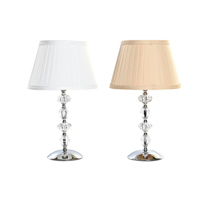 Desk lamp Home ESPRIT White Beige Metal Crystal 25 x 25 x 42 cm (2 Units)