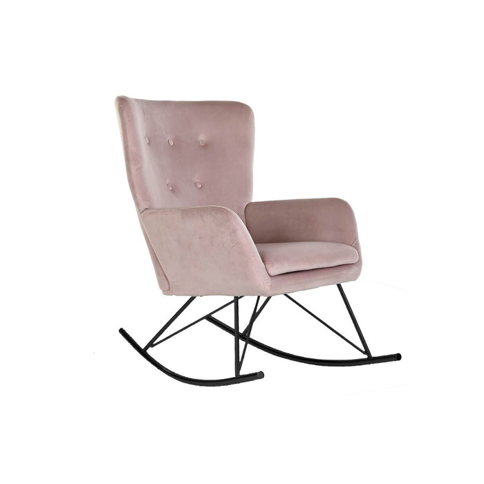 Rocking Chair Home ESPRIT Black Pink Polyester Metal 68 x 90 x 92 cm