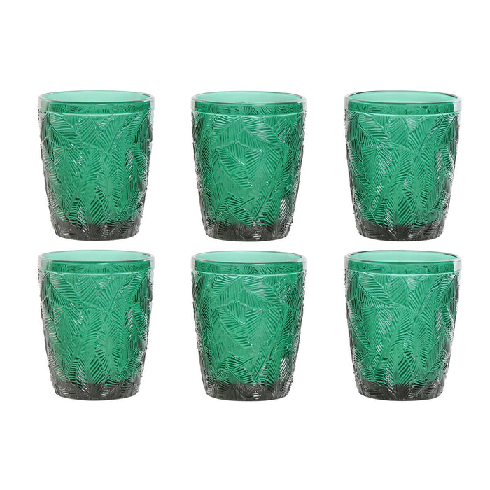 Set of glasses Home ESPRIT Green Crystal With relief 300 ml