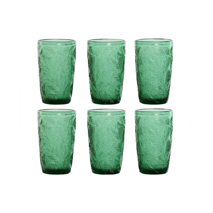 Set of glasses Home ESPRIT Green Crystal With relief 370 ml