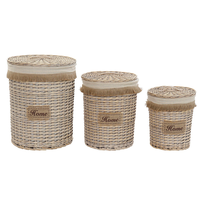 Basket set Home ESPRIT Brown Natural 47 x 47 x 56 cm (3 Pieces)