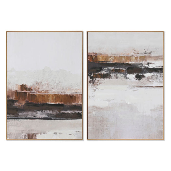Painting Home ESPRIT White Brown Beige Grey Abstract Urban 100 x 4 x 140 cm (2 Units)