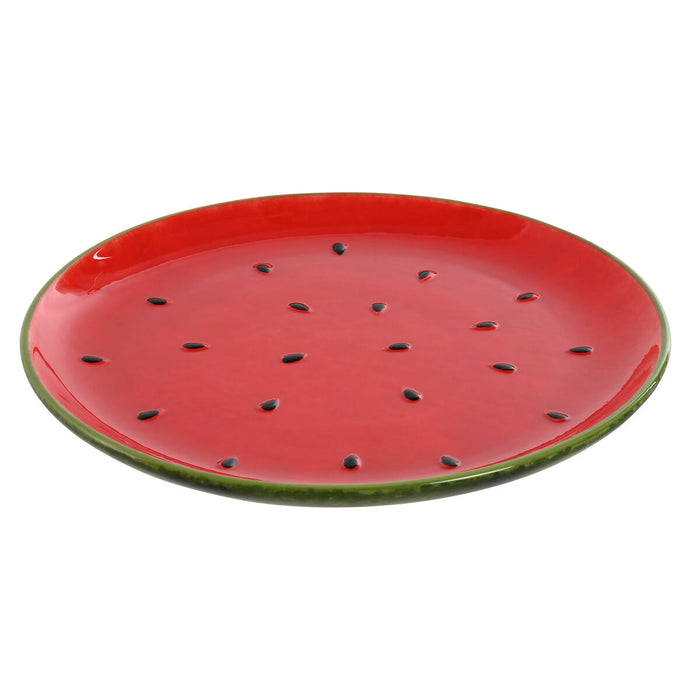 Flat Plate Home ESPRIT Red Green Stoneware Watermelon 27,5 x 27,5 x 3 cm