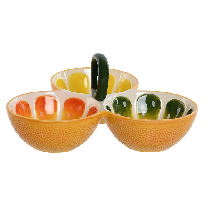 Snack Bowl Home ESPRIT Yellow Green Stoneware Lemon 23 x 23 x 11 cm