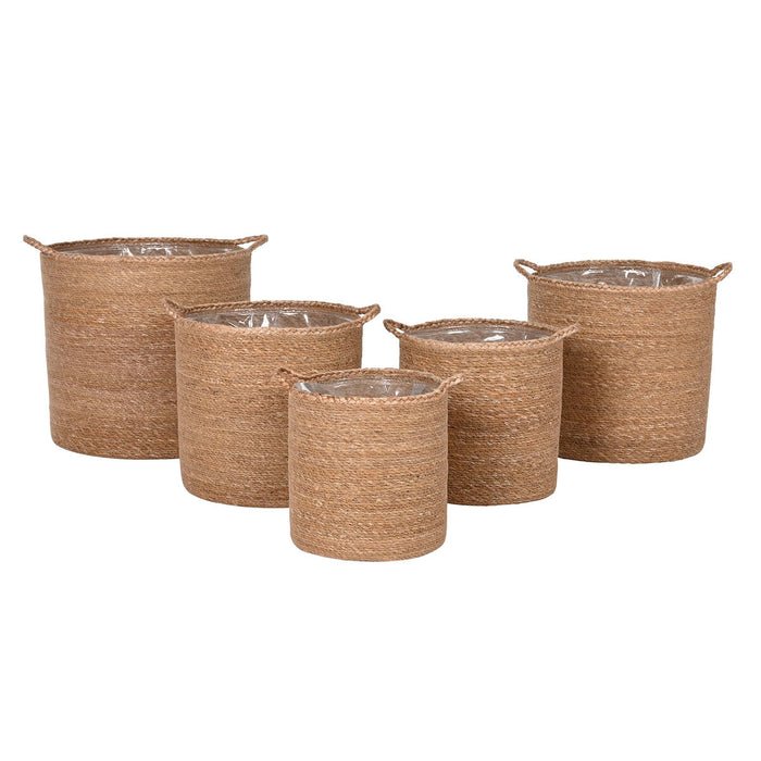 Basket set Home ESPRIT Natural 37 x 37 x 37 cm 37 x 37 x 41 cm (5 Pieces)