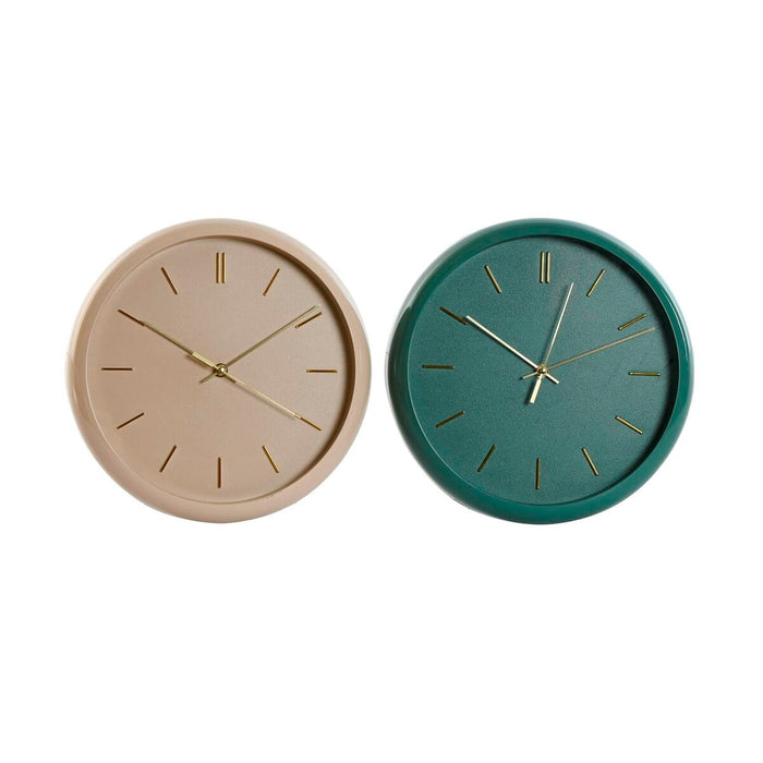 Wall Clock Home ESPRIT Green Pink PVC Modern 30 x 4 x 30 cm (2 Units)