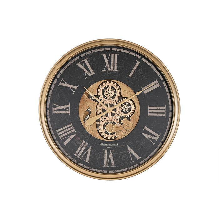 Wall Clock Home ESPRIT Black Golden Crystal Iron 80 x 9,5 x 80 cm