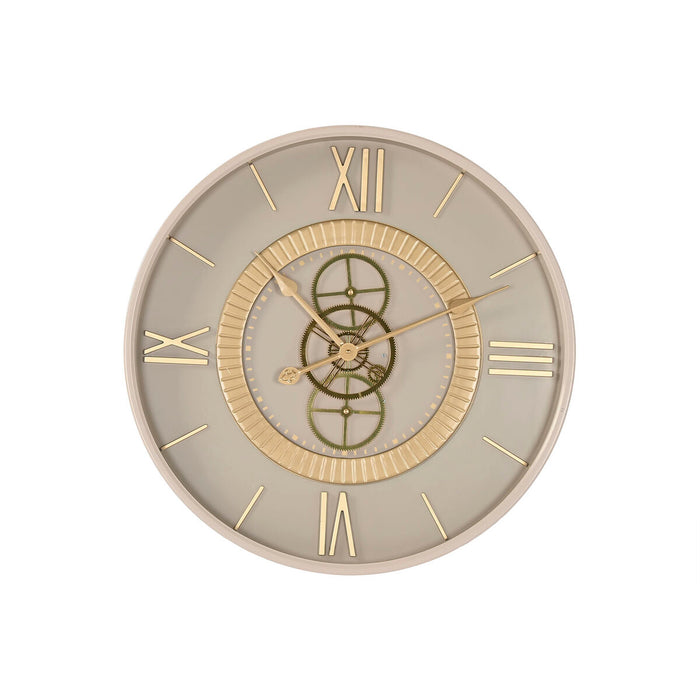 Wall Clock Home ESPRIT White Beige Golden Crystal Iron 60 x 8 x 60 cm 59,5 x 8,5 x 59,5 cm