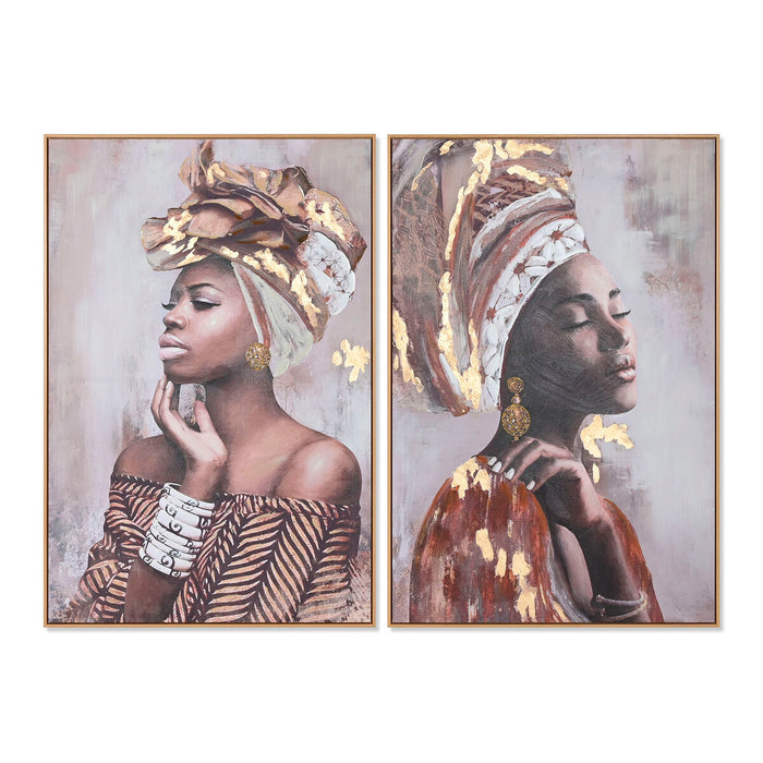 Painting Home ESPRIT Colonial African Woman 80 x 3,5 x 120 cm (2 Units)