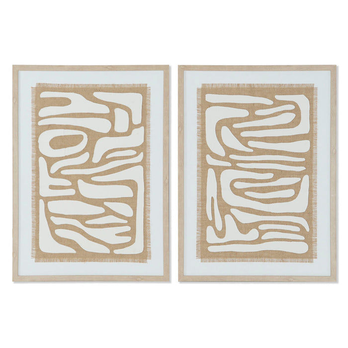 Painting Home ESPRIT White Beige Abstract Scandinavian 52,7 x 2,5 x 72,5 cm (2 Units)