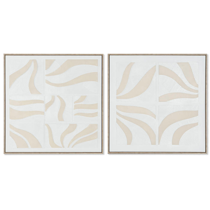 Painting Home ESPRIT White Beige Abstract Scandinavian 83 x 4,5 x 83 cm (2 Units)