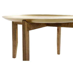Centre Table Home ESPRIT Golden Natural Brass Mango wood 75 x 75 x 44 cm