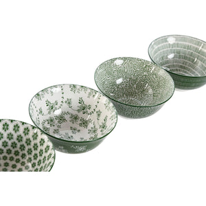 Set of bowls Home ESPRIT White Green Porcelain Shabby Chic 15 x 15 x 7 cm