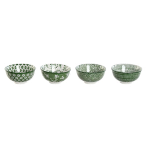 Set of bowls Home ESPRIT White Green Porcelain Shabby Chic 11,5 x 11,5 x 6 cm