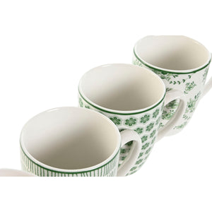 4 Piece Mug Set Home ESPRIT White Green Porcelain 340 ml