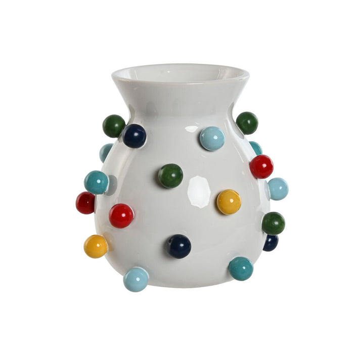 Vase Home ESPRIT White Multicolour Dolomite 20 x 20 x 20 cm