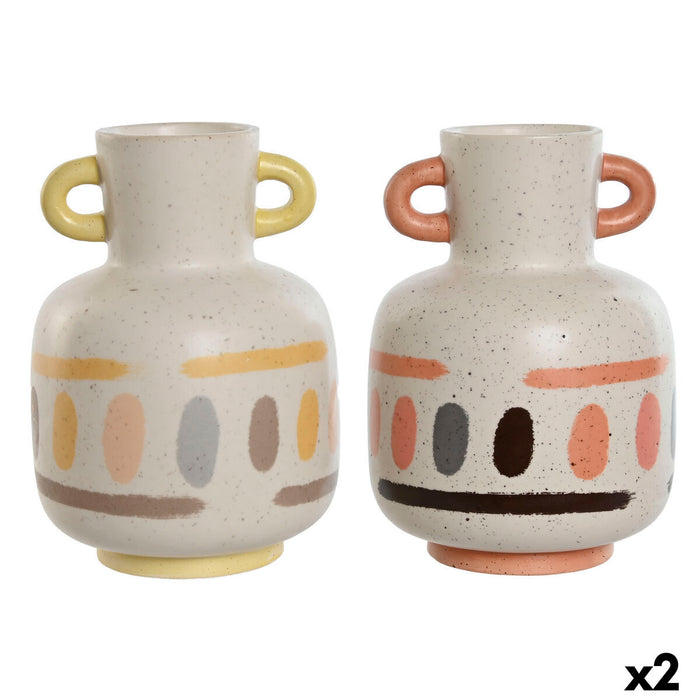 Vase Home ESPRIT Multicolour Dolomite 16 x 16 x 22 cm (2 Units)
