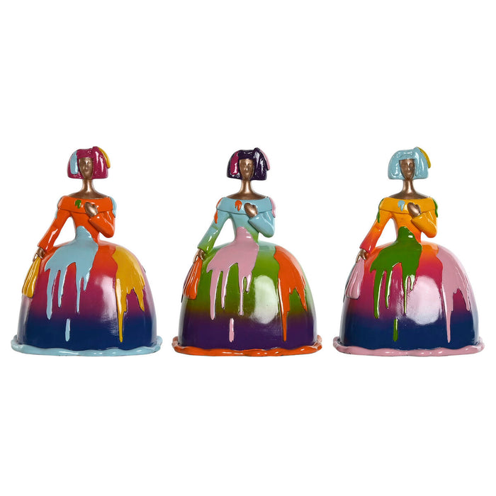 Decorative Figure Home ESPRIT Multicolour Lady 21 x 16 x 25 cm (3 Units)