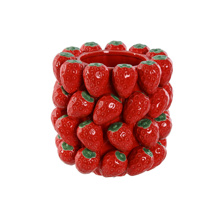 Vase Home ESPRIT Red Ceramic Stoneware Strawberries Tropical 23 x 23 x 34 cm