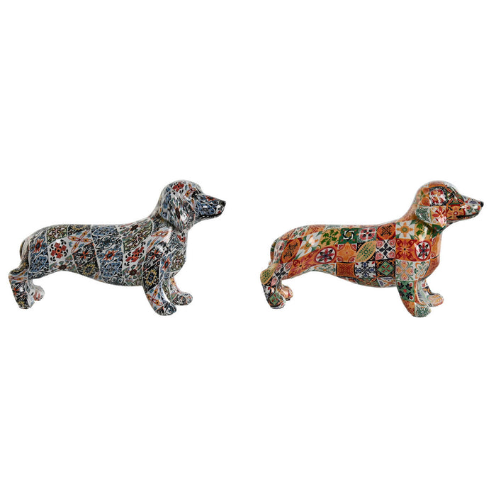 Decorative Figure Home ESPRIT Multicolour Dog Mediterranean 21 x 6 x 12 cm (2 Units)