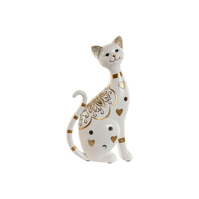 Decorative Figure Home ESPRIT White Golden Cat Romantic 16 x 8 x 30 cm