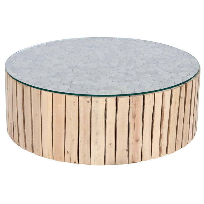 Centre Table Home ESPRIT Natural Crystal Eucalyptus wood 90 x 90 x 30 cm