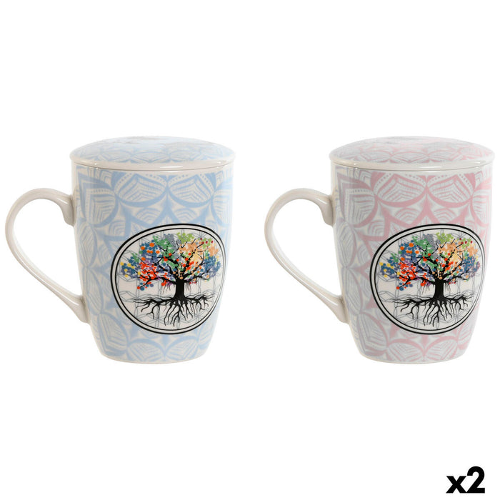 Cup with Tea Filter Home ESPRIT Blue Pink 340 ml (2 Units)