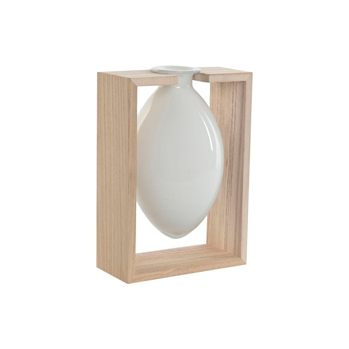 Vase Home ESPRIT White Natural Wood Crystal 17 x 12 x 25 cm