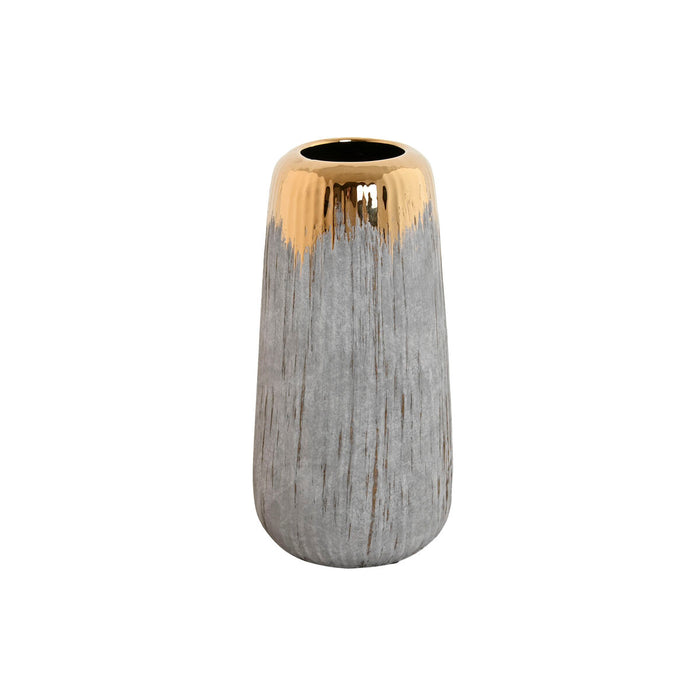 Vase Home ESPRIT Grey Golden Stoneware Modern 14 x 14 x 27 cm