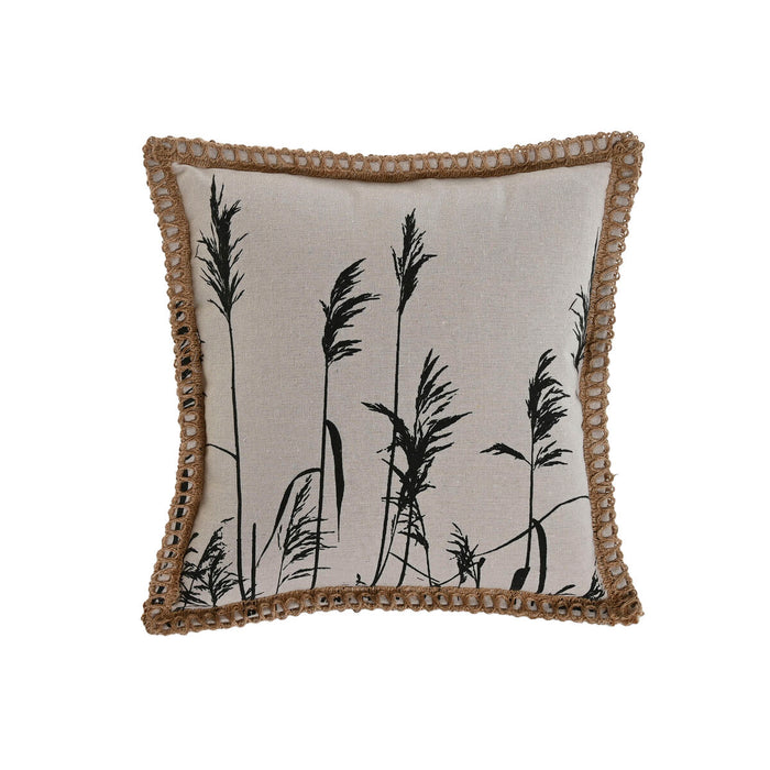 Cushion Home ESPRIT Black Beige Fringe Boho 45 x 45 cm