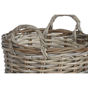 Basket set Home ESPRIT Light grey wicker 50 x 50 x 58 cm (4 Pieces)