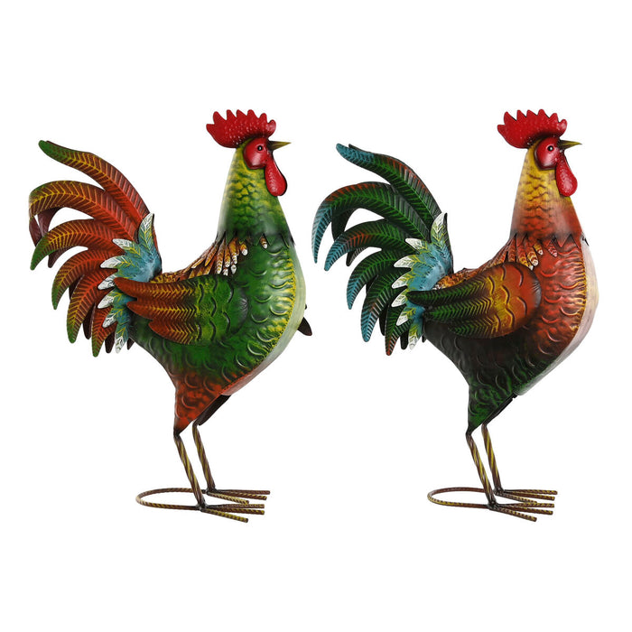 Decorative Figure Home ESPRIT Multicolour Rooster 34,3 x 14 x 48,3 cm (2 Units)