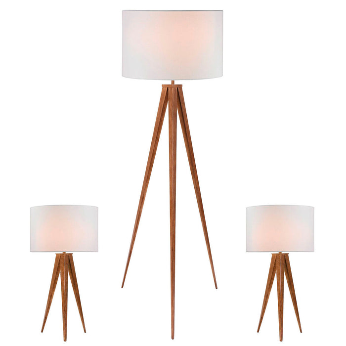 Floor Lamp Home ESPRIT Brown Wood Metal Aluminium 40 x 40 x 153 cm (3 Pieces)