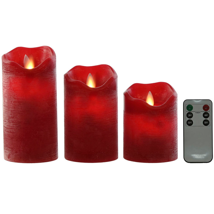 LED Candle Home ESPRIT Red 26,5 x 8 x 17 cm (3 Pieces)