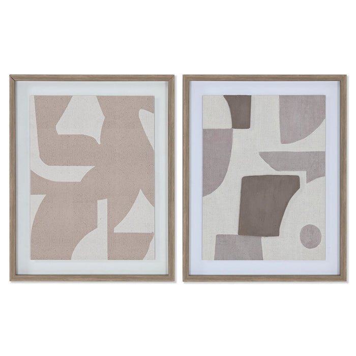 Canvas Home ESPRIT Beige Grey Abstract Modern 40 x 3 x 50 cm (2 Units)
