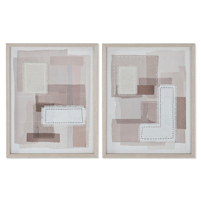 Canvas Home ESPRIT Beige Grey Abstract Modern 40 x 2,5 x 50 cm (2 Units)