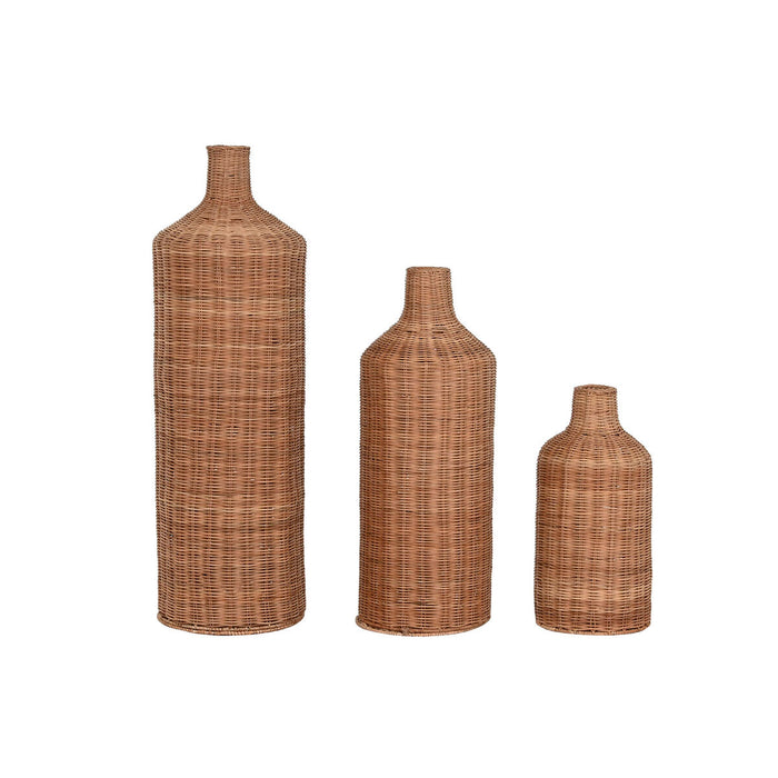 Set of 3 Vases Home ESPRIT Brown Metal Natural 25 x 25 x 82 cm (3 Pieces)