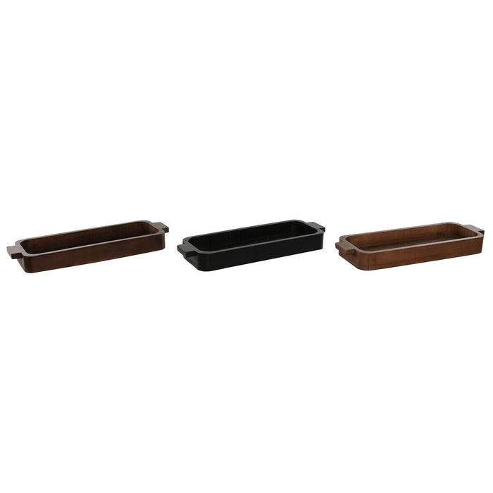 Centerpiece Home ESPRIT Brown Black Light brown Mango wood Colonial 46 x 15 x 5 cm (3 Units)