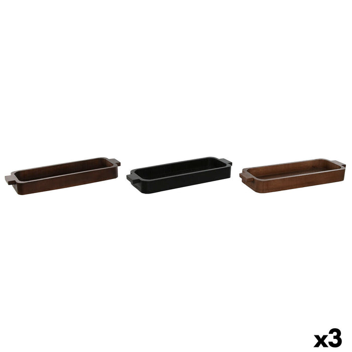 Centerpiece Home ESPRIT Brown Black Light brown Mango wood 46 x 15 x 5 cm (3 Units)