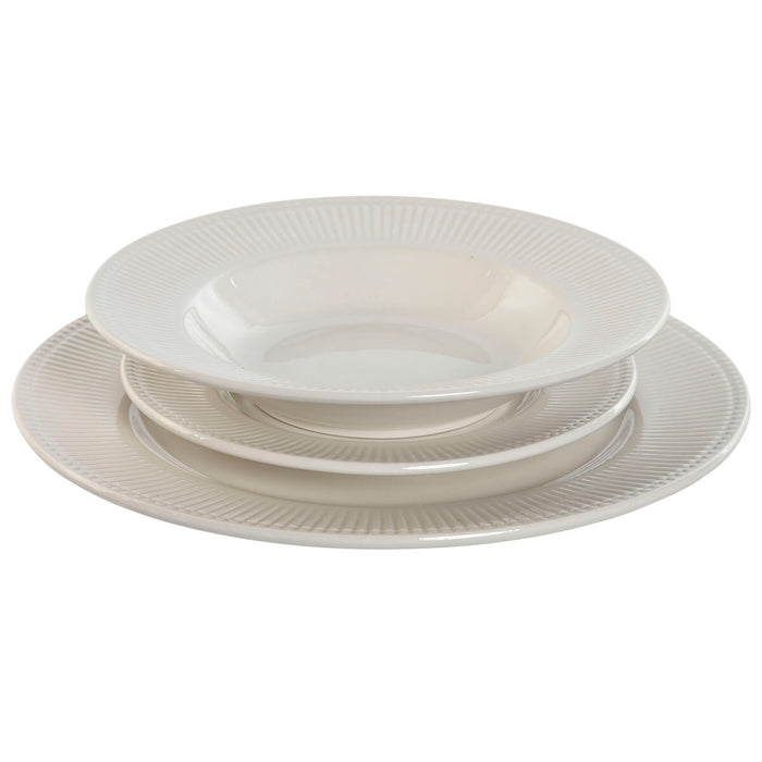 Tableware Home ESPRIT White Porcelain Stripes 27 x 27 x 2 cm 18 Pieces